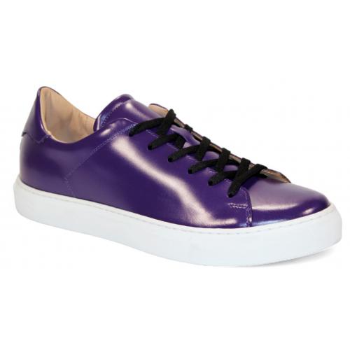 Duca Di Matiste "Monza" Purple Genuine Italian Calf Leather Sneakers.